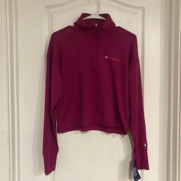 New Champion Pink Soft Touch Logo Pullover Lightweight Women Jacket Size Small - Picture 2 of 7